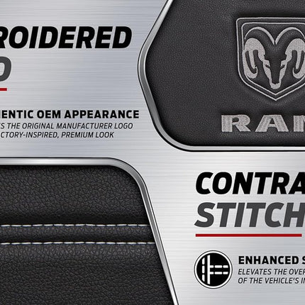 Platicolor 008628R25 Dodge Ram 3-Piece Deluxe Sideless Seat Cover - Gray Logo - 1 Ea