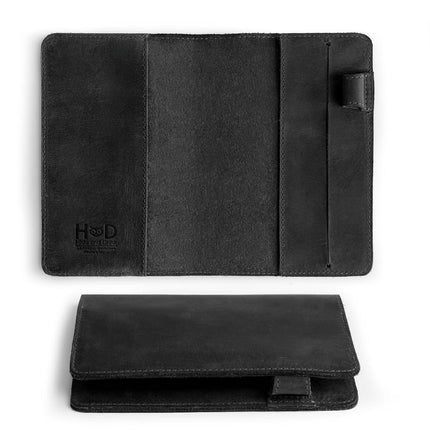 Hide & Drink, Rustic Cover for Leuchtturm A6 Hardcover Notebook (3.6 x 5.9 in. Notebook Not Included) Full Grain Leather, Handmade (Charcoal Black)
