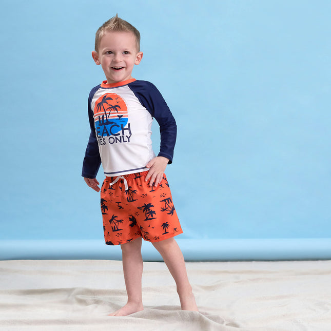 Conjunto de traje de baño de manga larga tipo rashguard para niños pequeños Gerber, Playa Azul, 12 meses