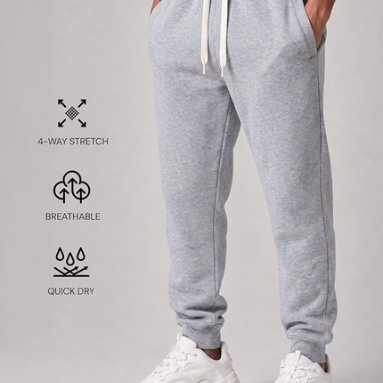 Southpole Men's 1570 Basic Active Fleece Jogger Sweatpants, Heather Grey, 3XL Big Tall