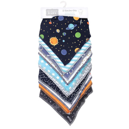 Hudson Baby Unisex Baby Cotton Fleece Bandana Bibs - blue - One size