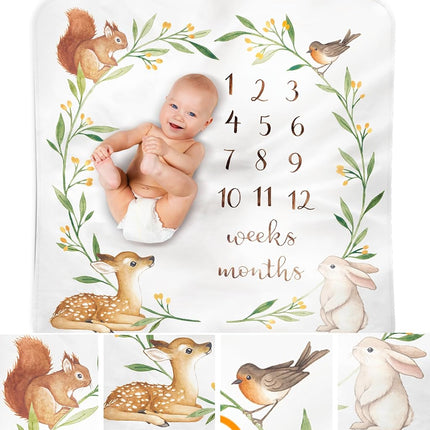 Baby Monthly Milestone Blanket, Soft Woodland Phot