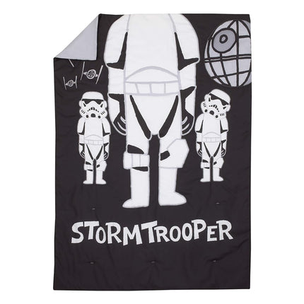 Star Wars Storm Trooper Black and White 4 Piece Toddler Bed Set - Comforter, Fitted Bottom Sheet, Flat Top Sheet, and Reversible Pillowcase