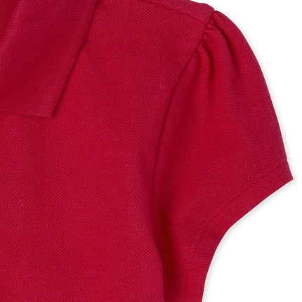Polo piqué à manches courtes et volants pour filles The Children's Place, rouge rubis, petite taille