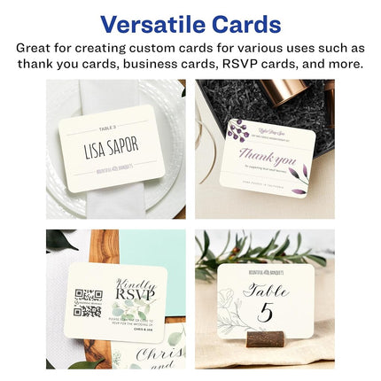 Avery Printable Rectangle Rounded Corner Postcards with Sure Feed Technology, 4.25" x 5.5", Ivory Cardstock, Print-to-the-Edge, Laser/Inkjet Cards, 100 Total