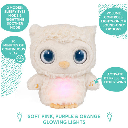 GUND Baby Sleepy Eyes Owl Bedtime Soother Plush Owl Stuffed Animal Night Light & Sound Machine, 8” Plush Toy for Newborn, Infant, Toddler
