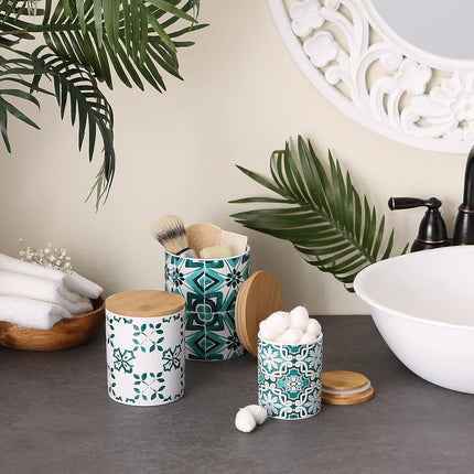 DII Kitchen Accessories Collection Ceramic Canister Set, 4.5/3/1.25 Cup, Teal Tile