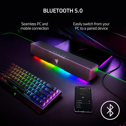 Razer Leviathan V2 X: Barra de sonido para PC con controladores de rango completo - Diseño compacto - Chroma RGB - Alimentación y audio por USB tipo C - Bluetooth 5.0 - para PC, portátiles, teléfonos inteligentes, tabletas y Nintendo Switch