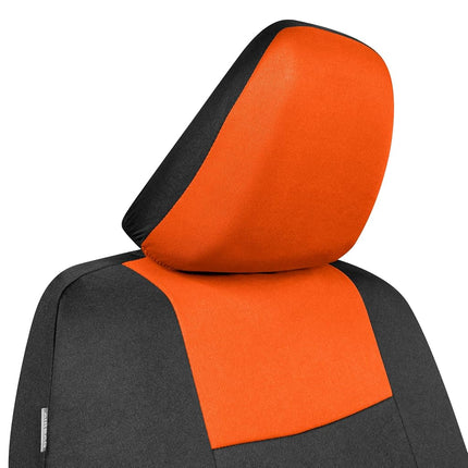BDK PolyPro Car Seat Covers Full Set in Orange on Black, Front and Rear Split Bench Seat Covers for Cars, Easy to Install Car Seats Cover Set and Accessories for Auto Trucks Van SUV - Orange