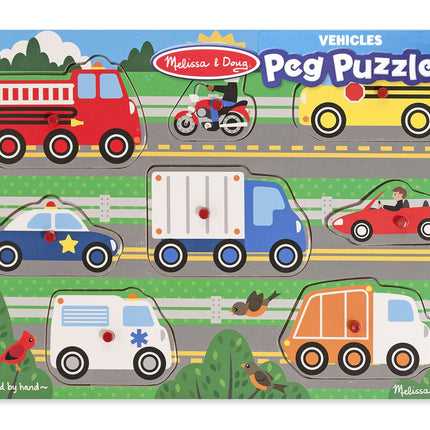 Melissa & Doug Vehicles Wooden Peg Puzzle (8 pcs)
