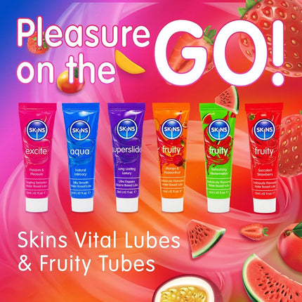 SKINS Sex Lube - Water Based Lube, Tingle Lube and an Lubricant, with 3 Flavoured Lubes for Couples - Vital Lubricants Set and Fruity Edible Lubricants & Licks