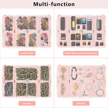FYY Daily Pill Organizer,2 Pcs 7 Compartments Portable Pill Case Travel Pill Organizer,[Folding Design] Pill Box for Purse Pocket to Hold Vitamins,Cod Liver Oil,Supplements and Medication-Pink