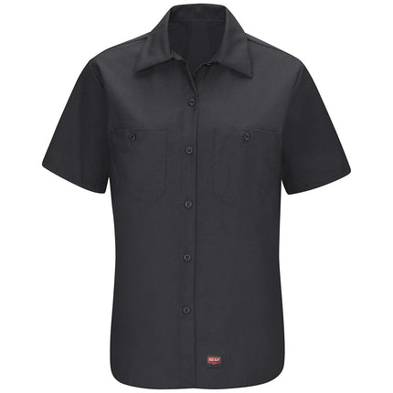 Red Kap WomensWomen's Short Sleeve Work Shirt with Mimix™ Short Sleeve Button Down Shirt - Black - XXX-Large