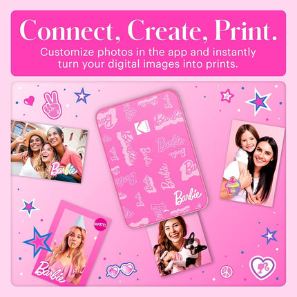 KODAK x Barbie Instant Smartphone Portable Photo Printer, Full Color, Wireless, Zink 2x3” (5.1x7.5 cm) Sticky-Back Photos, Print from iOS & Android Devices with Fun Editing App, Signature Style
