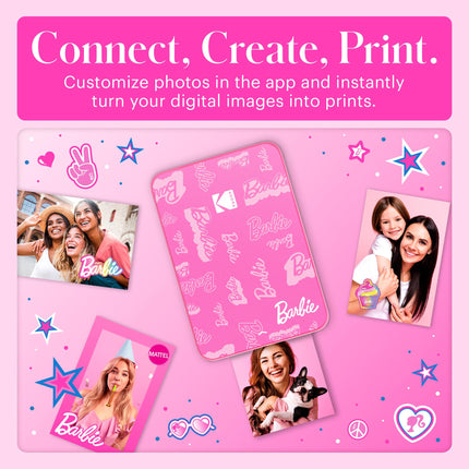 KODAK x Barbie Instant Smartphone Portable Photo Printer, Full Color, Wireless, Zink 2x3” (5.1x7.5 cm) Sticky-Back Photos, Print from iOS & Android Devices with Fun Editing App, Signature Style