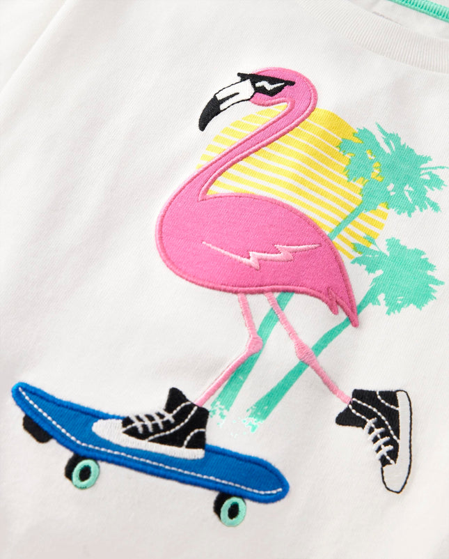 Gymboree Boys' and Toddler Embroidered Graphic Short Sleeve T-Shirts, Cool Flamingo, 18-24 Months