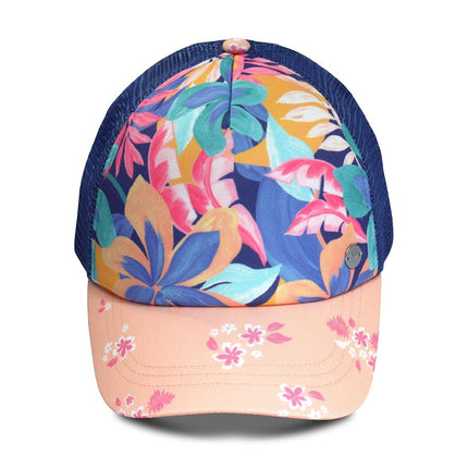 Roxy Girls Honey Coconut Trucker Hat – Adjustable Summer Cap for Girls, Lightweight and Breathable, Golden Hour Coastal Fjord, One Size