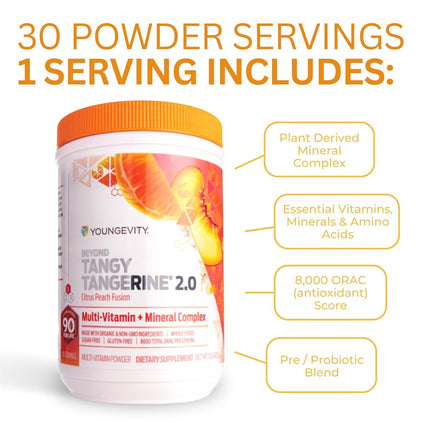 Beyond Tangy Tangerine 2.0 Infusion Agrumes Pêche en Poudre de Youngevity