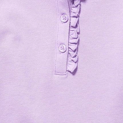Polo à manches longues en piqué à volants The Children's Place pour filles, couleur Purple Prose Single, taille Large