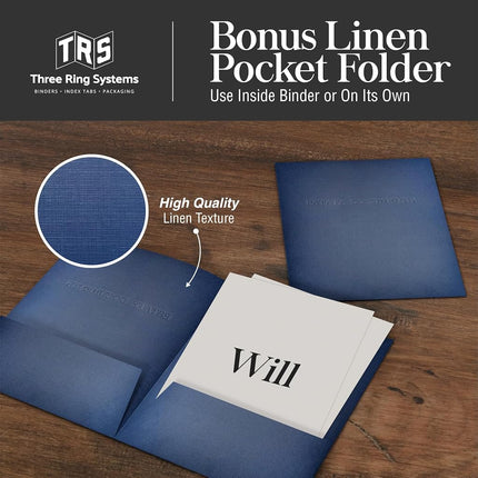 Estate Planning Portfolio- 1.5" Faux Leather Binder with Inserts (Navy)