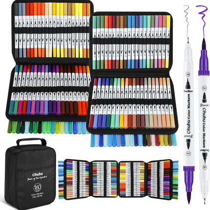 Ohuhu Colouring Pens 160 Fineliner & Brush Water-B