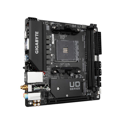 Gigabyte A520I AC (AMD Ryzen AM4/Mini-ITX/Direct 6 Phases Digital PWM with 55A DrMOS/Gaming GbE LAN/Intel WiFi+Bluetooth/NVMe PCIe 3.0 x4 M.2/3 Display Interfaces/Q-Flash Plus/Motherboard)