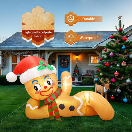 OurWarm 10FT Christmas Inflatable Gingerbread Man Outdoor Decoration with LED Lights, Blow Up Holiday Decor for Garden Lawn Yard