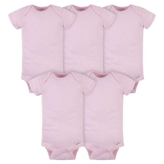 Gerber Baby 5-Pack Solid Onesies Bodysuits, Pink, 