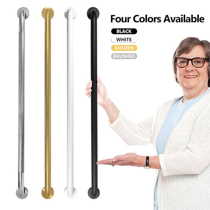 Rackickyer Shower Grab Bar, 2 Pack 39.4 Inch White Bathroom Grab Bar, 1.25" Diameter 304 Stainless Steel Anti-Slip Grab Bars for Bathtubs and Showers, Handicap Shower Grab Bar for Seniors Elderly