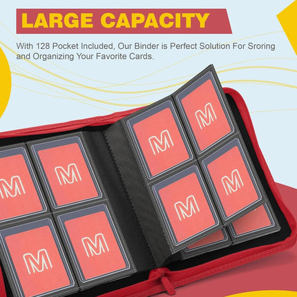 Toploader Binder,4-Pocket Side Load Trading Card Album, Holds 128 Cards with Double-Sided Pockets for MTG, Sports Cards, Top Loader Storage