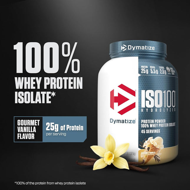 Dymatize Iso-100 Hydrolyzed Whey Protein Isolate 43 Serves Gourmet Vanilla 1.36kg