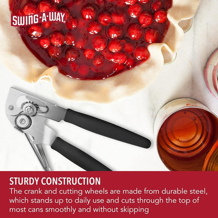Swing-A-Way 6080 Easy Crank Can Opener, Stainless Steel, Black, 10.5 Inches