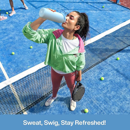 POWCAN 946 ml Insulated Water Bottle, 2-in-1 Straw & Spout Lid, Leakproof, BPA-Free, Double Wall Stainless Steel, Keeps Cold 24H, for Sports, Gym & Travel (Sea Breeze)