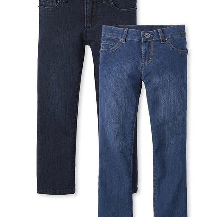 The Children's Place Girls' Bootcut Jeans, Super Dark Wash/Victory Blue Wash 2-Pack, 12 (Pack of 2)