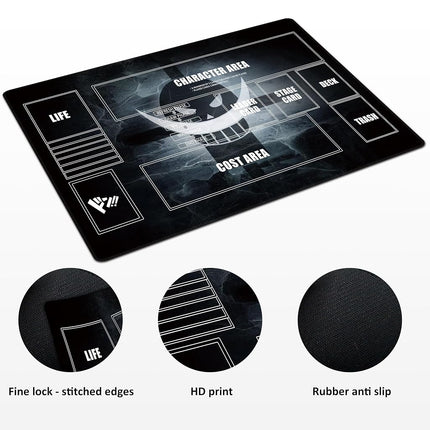 Extalas Playmat for One Piece Card Game with Damage Counters & Professional Storage Bag, 24x14 Inches TCG Gaming Mat with Non-Slip Rubber and Zones for Single Player (Black2)