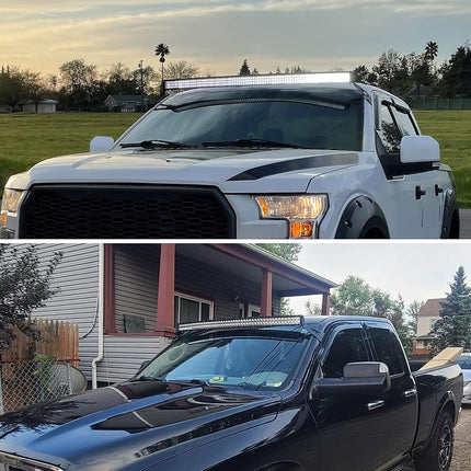 Nilight 2PCS 52â€ Curved LED Light Bar Bracket at Upper Windshield Roof Cab for 2004-2018 Ford F150 & SVT Raptor