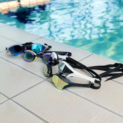 ARENA Cobra Ultra Swipe Racing Unisex Swimming Goggles for Men and Women, Anti-Fog Technology, Polycarbonate Mirror Lens, Gold/Red