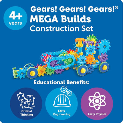 Learning Resources Gears! Gears! Gears! Mega Builds, STEM Building Set, Gears Toys for Kids, 235 Piece, Ages 4+, STEM Toys