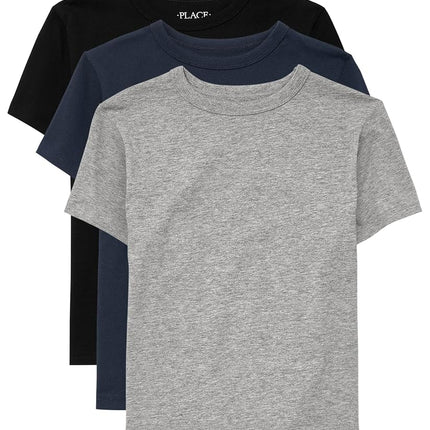 The Children's Place Boys' Basic Short Sleeve Tee, Black/Tidal/H Gray 3-Pack, X-Large