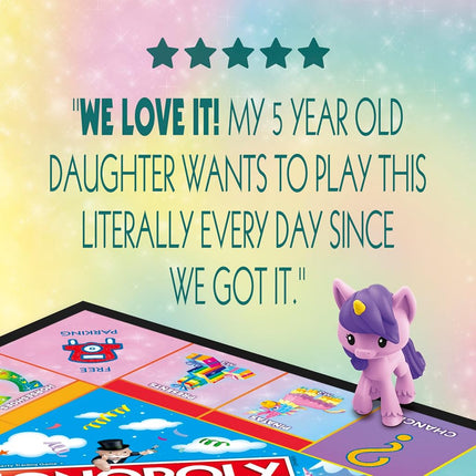 MONOPOLY - Junior: Unicorn Edition - My First MONOPOLY Game - Magical-Themed - Fast, Simple Gameplay - Kid-Friendly Game - 2-4 Players – Family Board Games and Toys for Kids - Ages 5+