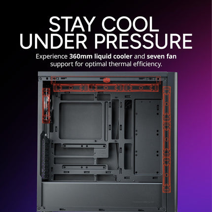 Cooler Master Elite 502 Lite ATX High Airflow Minimalist PC Case, 410mm GPU Max, Compatible RTX 5090|RX 7090 XT, 360mm AIO Max, Type C, Tempered Glass, 120mm PWM Fan, Intakes Grill