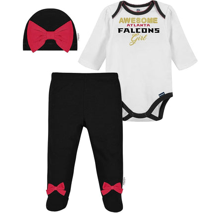 NFL Baby Girls' 3Pc Bodysuit, Footed Pant, & Cap Set, Washington Commenders, 6-9 Months