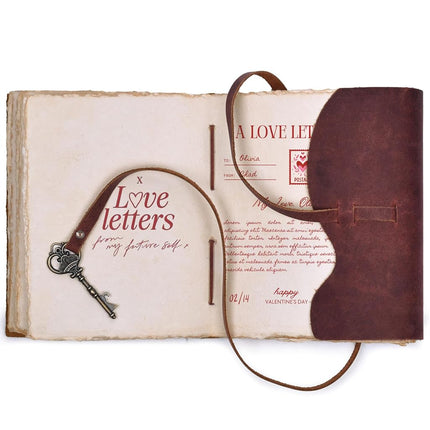 LEATHER VILLAGE Vintage Leather Journal Book of Shadows (8 inches X 6 inches, Beetroot Red)