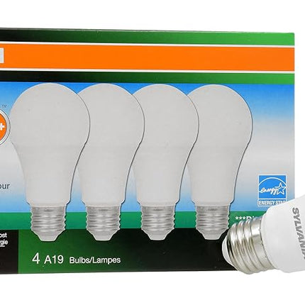 Sylvania Iluminación del Hogar 74429 Bombilla LED, Lámpara A19, Paquete de 4, 12 W, Regulable, 80 CRI, 1100 Lúmenes, 5000K