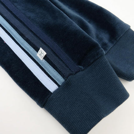 HonestBaby Ensemble hoodie pull en velours, sweat zippé et jogging bébé, tout-petit, garçons, filles, unisexe, bleu à rayures, 12 mois, bleu à rayures, 12 mois