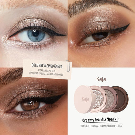 KAJA 3 Colors Eyeshadow - Beauty Bento 21 Cold Brew Einspänner | Soft Ash Gray, Travel Size, Glitter, Shimmer, Matte finish, Cruelty free, K-Beauty Mini Palettes, Easy Finger Blendable, Glitter, High Pigmentation, 2019 Allure Award, 0.03 Oz