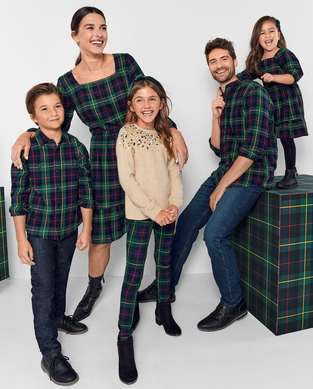 The Children's Place Boys' Long Sleeve Plaid Flannel Button Up Shirt, Spruce Plaid, Medium