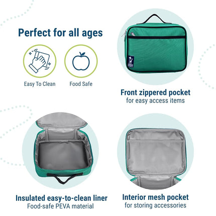 Wildkin Kids Insulated Lunch Box – Durable and Reusable for School & Travel - Emerald Green