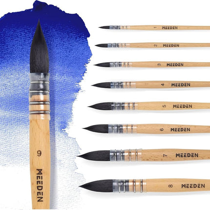MEEDEN Watercolor Brushes Professional - 9 Pack Sy