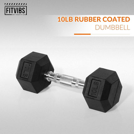 BalanceFrom Rubber Encased Hex Dumbbell in Pairs or Singles, Black